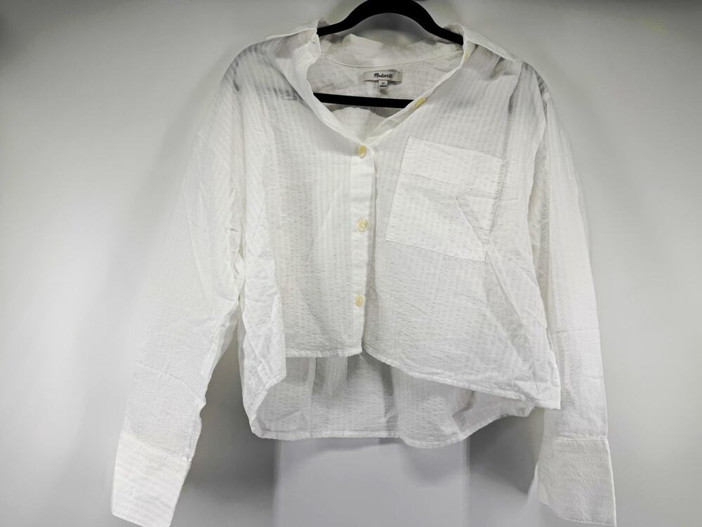 Madewell White Cotton Straight-Hem Shirt Women’s XS Long Sleeve NWT